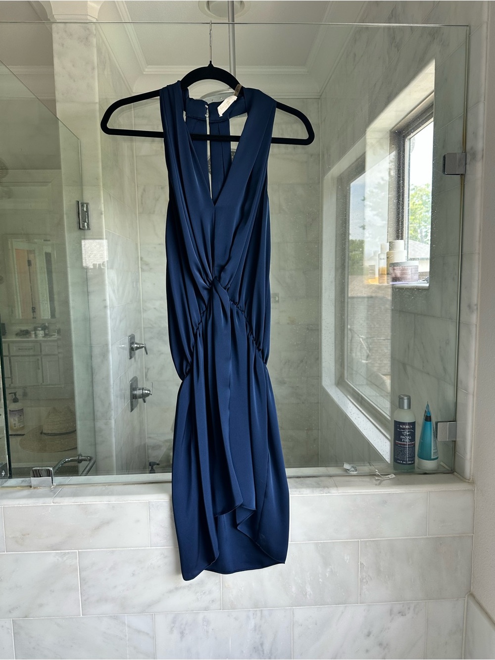 Ramy Brook Navy One-Shoulder Twist Dress